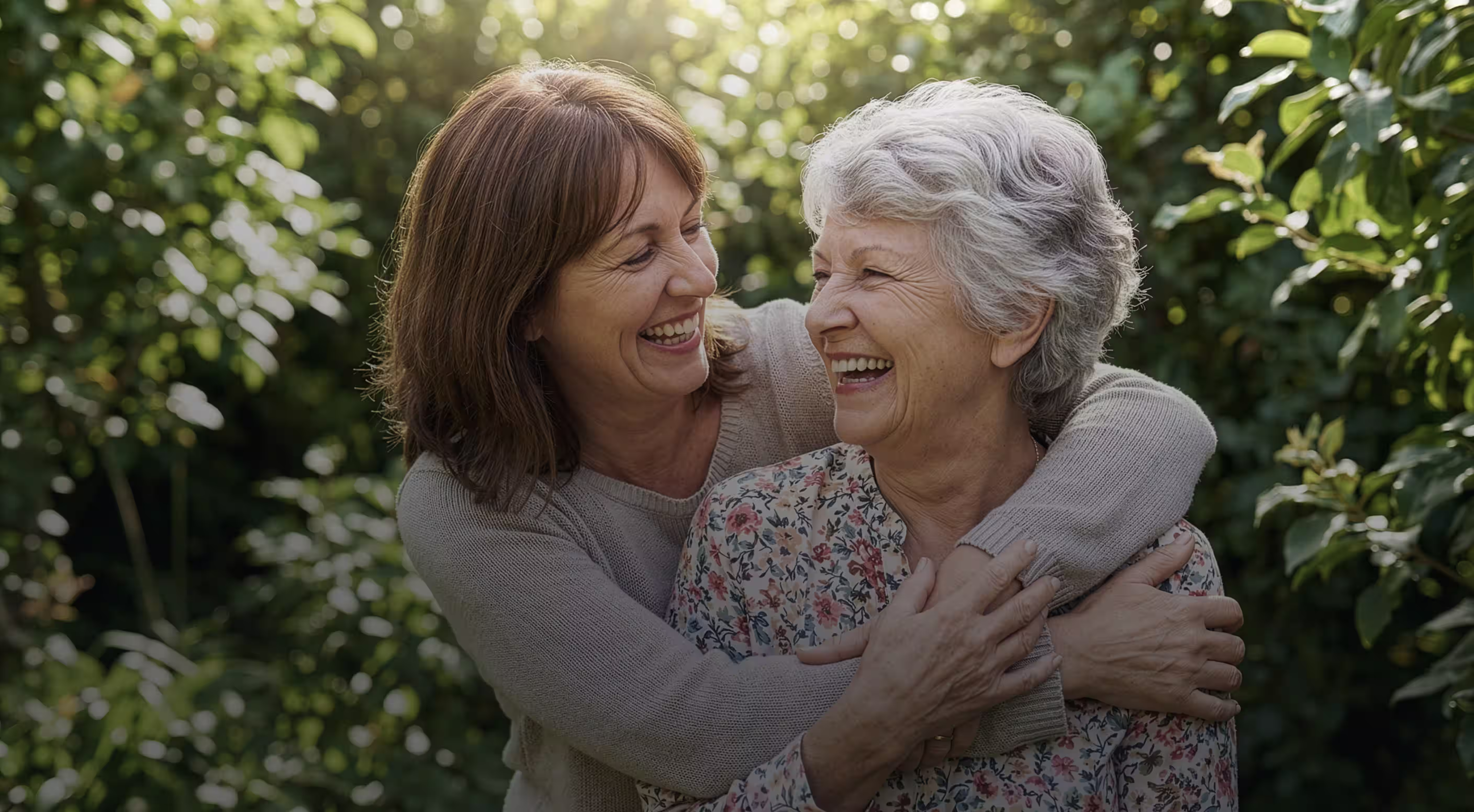 Senior resident smiling in comfortable living environment