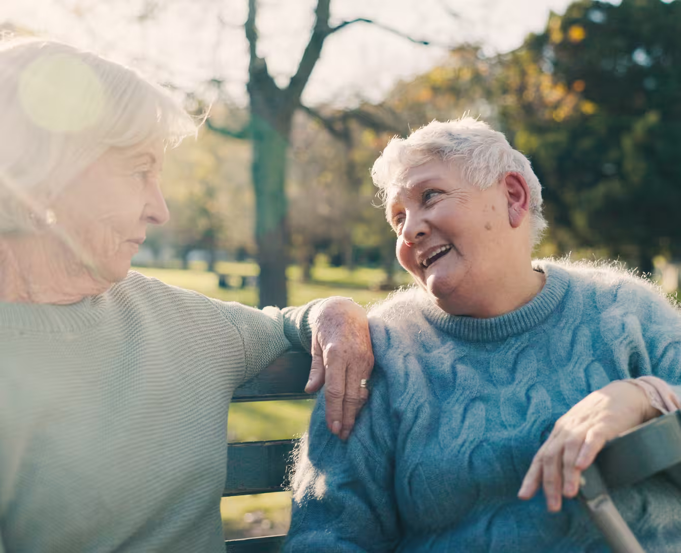 Senior care professional helping resident feel comfortable